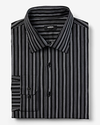 Big & Tall Classic Multi Stripe Stretch 1Mx Dress Shirt Black Men's XXL