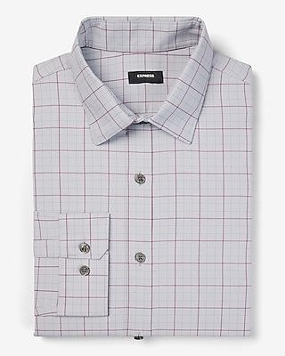 Extra Slim Plaid Wrinkle-Resistant Performance Dress Shirt Men's