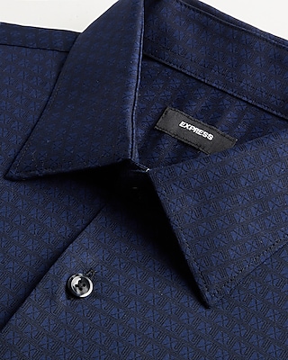 Slim Printed Stretch 1Mx Dress Shirt Blue Men's XS