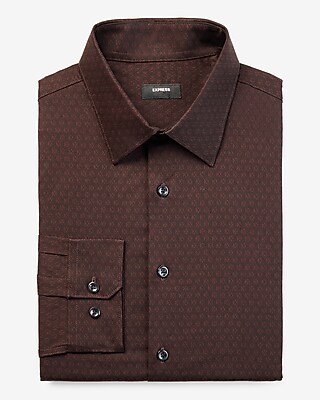 Extra Slim X Print Stretch 1Mx Dress Shirt Brown Men's S