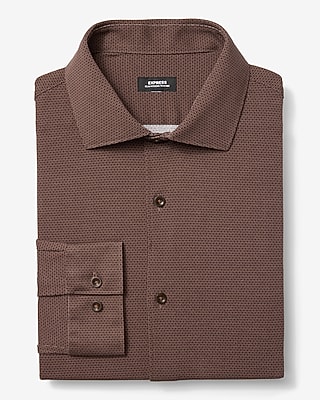 Slim Mini Vintage Floral Spread Collar Stretch Modern Tech 1MX Dress Shirt