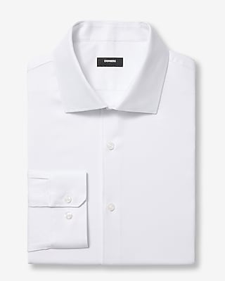 Slim Textured Print Spread Collar Cotton Stretch 1MX Dress Shirt