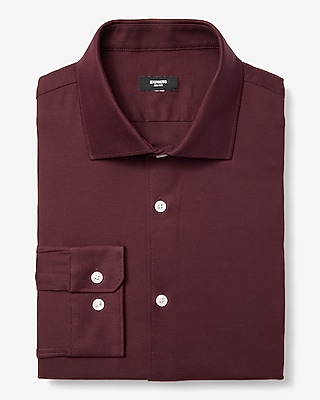 Slim Textured Print Spread Collar Cotton Stretch 1MX Dress Shirt
