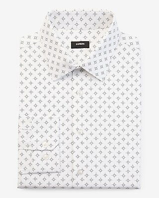 Slim Geo Print Stretch 1Mx Dress Shirt White Men's XS