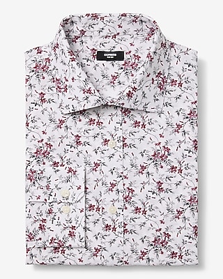 Modern Slim Mini Floral Spread Collar Dress Shirt