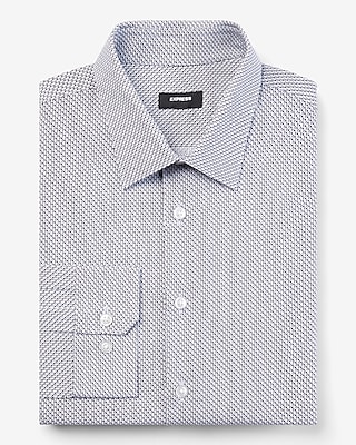 Extra Slim Geo Print Stretch 1Mx Dress Shirt Blue Men's XS