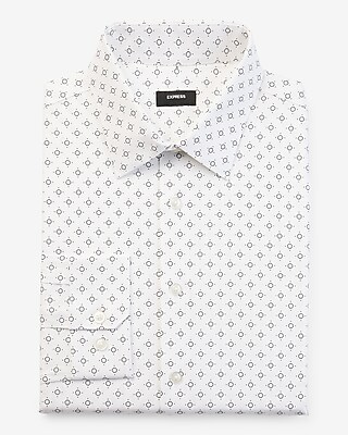 Big & Tall Extra Slim Geo Stretch 1Mx Dress Shirt White Men's XXL