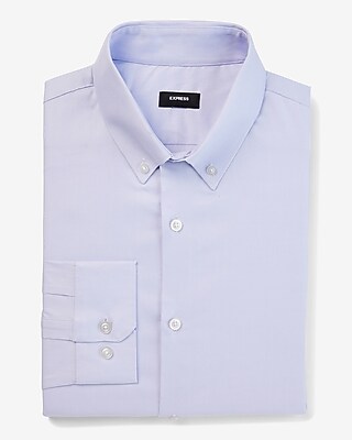 Big & Tall Extra Slim Solid Stretch Pinpoint Oxford 1Mx Dress Shirt Gray Men's XXL