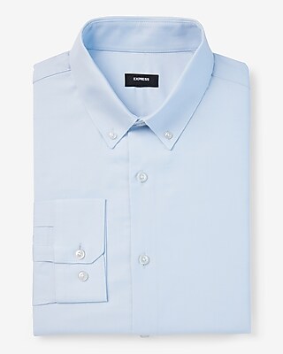 Extra Slim Solid Stretch Pinpoint Oxford 1Mx Dress Shirt Blue Men's L