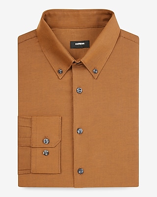 Extra Slim Solid Stretch Pinpoint Oxford 1Mx Dress Shirt Orange Men's L