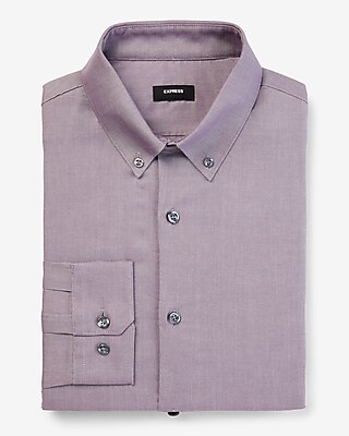 Extra Slim Solid Stretch Pinpoint Oxford 1Mx Dress Shirt Purple Men's XXL Tall