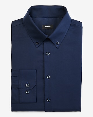 Big & Tall Extra Slim Solid Stretch Pinpoint Oxford 1Mx Dress Shirt Blue Men's XXL