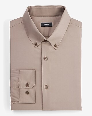 Extra Slim Solid Stretch Pinpoint Oxford 1Mx Dress Shirt Brown Men's M