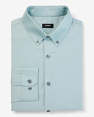 Extra Slim Solid Stretch Pinpoint Oxford 1Mx Dress Shirt Green Men's XL