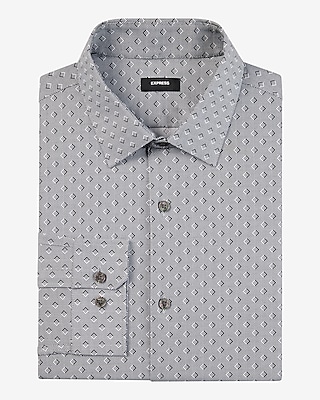 Slim Dot Diamond Print Stretch 1Mx Dress Shirt