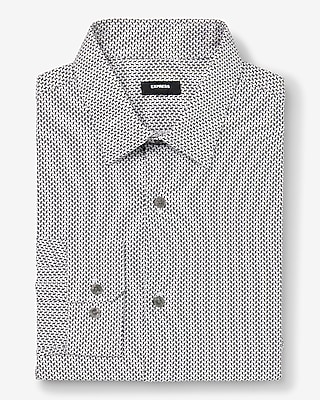 Extra Slim Mini Hook Geo Stretch 1Mx Dress Shirt Black Men's XXL Tall