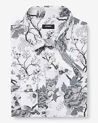 Extra Slim Floral Bird Print Stretch 1Mx Dress Shirt