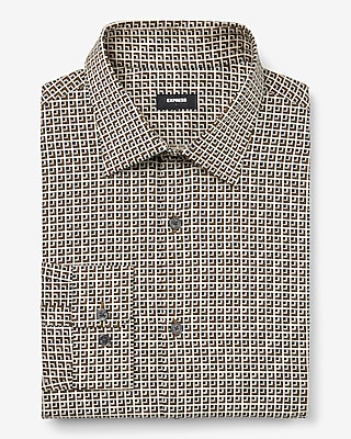 Slim Box Geo Stretch 1Mx Dress Shirt Neutral Men's S