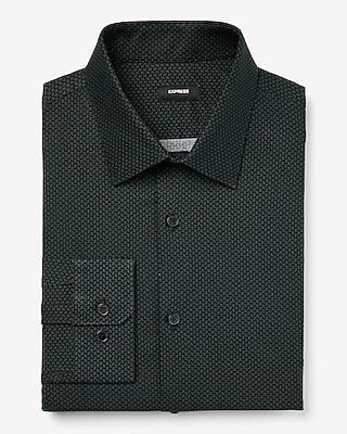 Slim Mini Hook Geo Stretch 1Mx Dress Shirt Green Men's XL