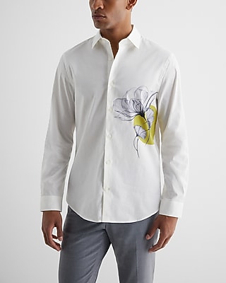 Slim Floral Graphic Stretch 1Mx Dress Shirt