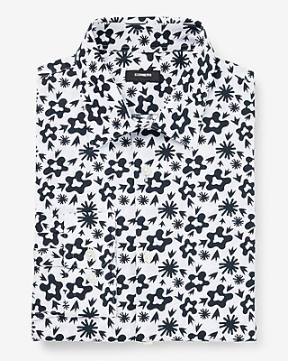 Slim Abstract Floral Stretch 1Mx Dress Shirt Neutral Men's XL