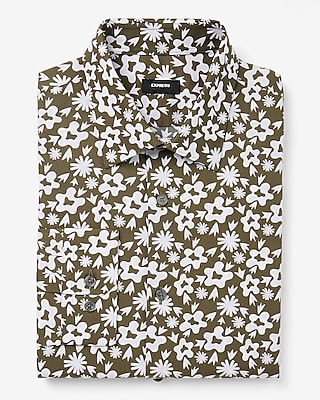 Slim Abstract Floral Stretch 1Mx Dress Shirt