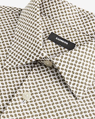 Slim Mini Geo Print Stretch 1Mx Dress Shirt White Men's XXL Tall