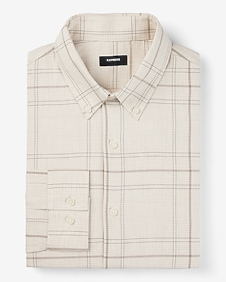 Slim Houndstooth Plaid Flannel 1Mx Dress Shirt