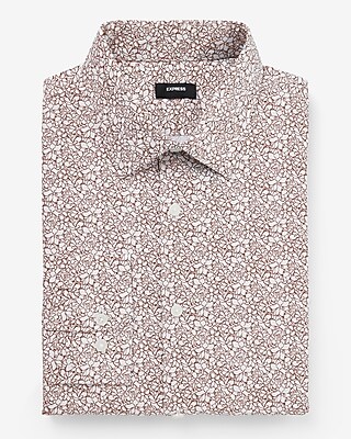 Extra Slim Floral Stretch 1Mx Dress Shirt Brown Men's S