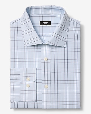 Modern Slim Plaid Spread Collar Dress Shirt