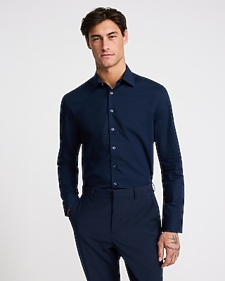 Slim Solid Stretch Cotton 1Mx Dress Shirt