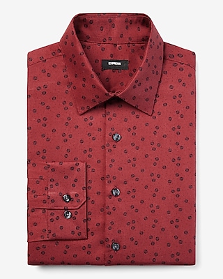 Extra Slim Dot Print Stretch 1Mx Dress Shirt Red Men's S