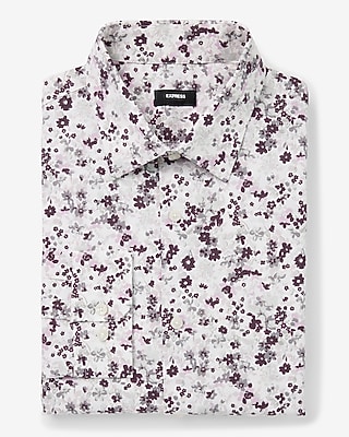 Slim Floral Stretch 1Mx Dress Shirt Purple Men's XL