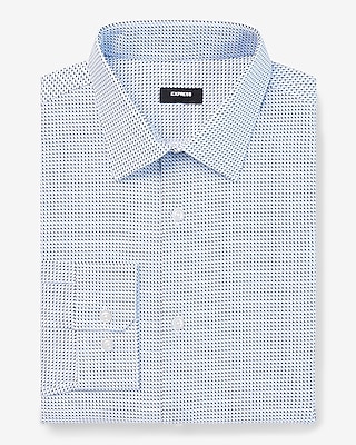 Big & Tall Slim Mini Geo Print Stretch 1Mx Dress Shirt Blue Men's XXL