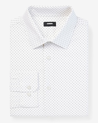 Slim Dot Print Stretch 1Mx Dress Shirt White Men's XL