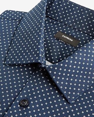 Slim Dot Print Stretch 1Mx Dress Shirt Blue Men's XS