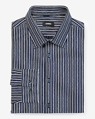 Slim Vertical Geo Print Stretch 1Mx Dress Shirt