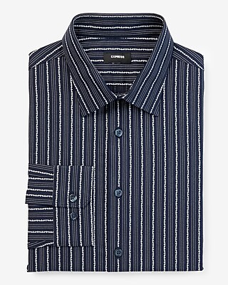 Classic Striped Geo Print Stretch 1Mx Dress Shirt