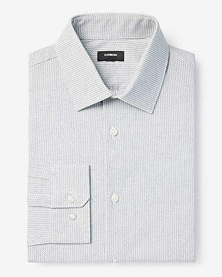 Slim Mini Geo Print Stretch 1Mx Dress Shirt White Men's XS