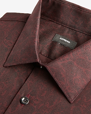 Slim Paisley Print Stretch 1Mx Dress Shirt Purple Men's S