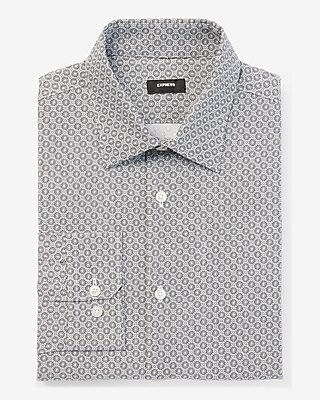 Slim Geo Dot Print Stretch 1Mx Dress Shirt White Men's XS