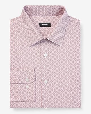 Slim Geo Dot Print Stretch 1Mx Dress Shirt Brown Men's XS