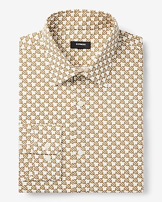 Big & Tall Slim Houndstooth Stretch 1Mx Dress Shirt White Men's XXL
