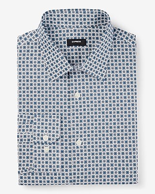 Slim Decorative Geo Print Stretch 1Mx Dress Shirt