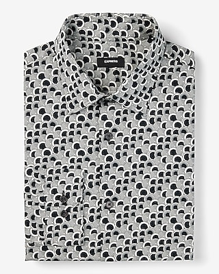 Slim Layered Circle Print Stretch 1Mx Dress Shirt