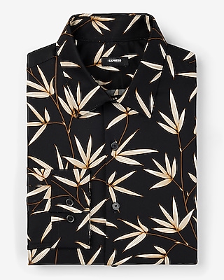Slim Leaf Print Stretch 1Mx Dress Shirt