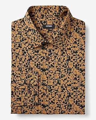 Slim Square Floral Stretch 1Mx Dress Shirt Green Men's M Tall