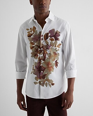 Slim Floral Graphic Stretch 1Mx Dress Shirt