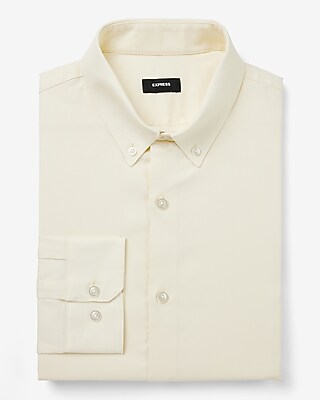 Slim Solid Stretch Pinpoint Oxford 1Mx Dress Shirt Neutral Men's XL