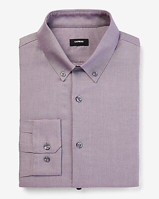 Slim Solid Stretch Pinpoint Oxford 1Mx Dress Shirt Purple Men's XL